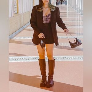 Zara Textured Tweed-like Corset Top